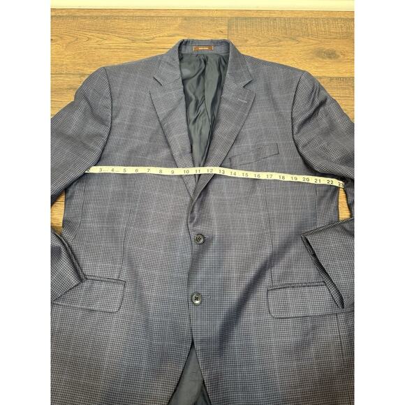 Peter Millar Blazer 100% Wool Blue Houndstooth Sport Coat Jacket 44R - Picture 4 of 8